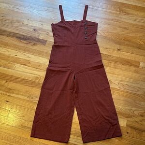 Pacsun La Hearts Terracotta Cropped Jumpsuit with Button Detail